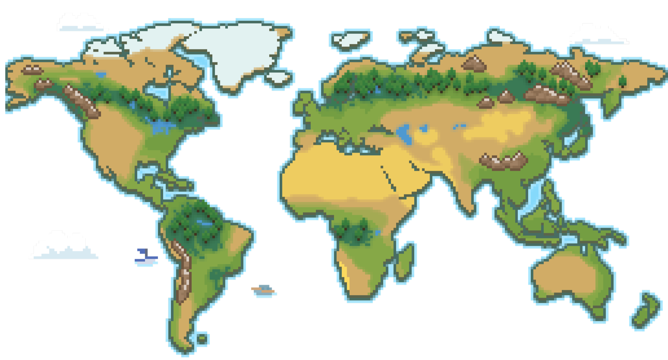 Pixel-art world map representing CoinEasy's bridge from global projects to Korea